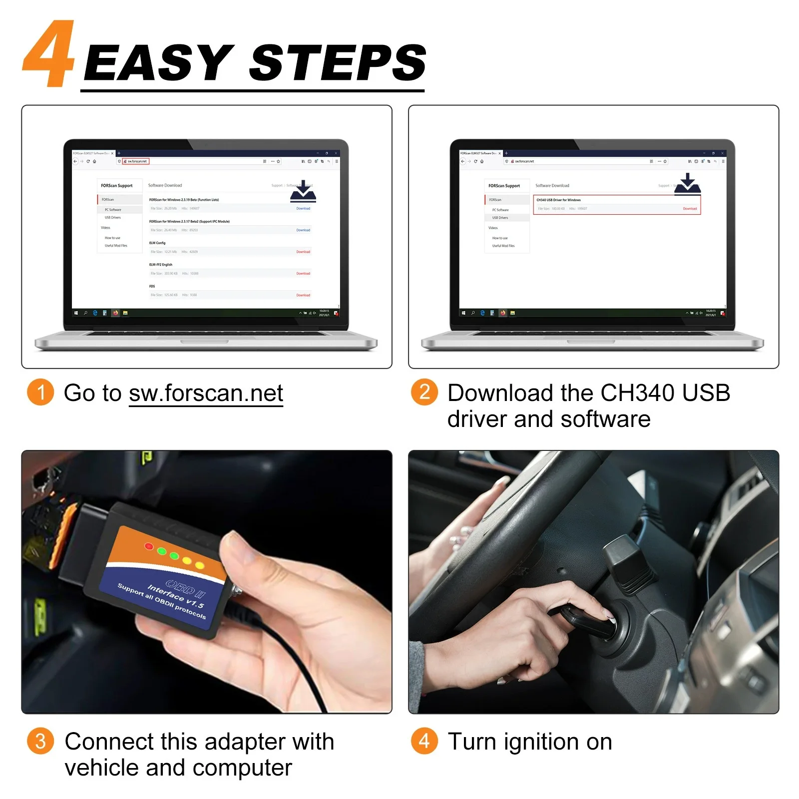 ELM327 USB Adapter OBD2 Scanner ELMconfig FoCCCus Diagnostic Scan Tool for Ford Lincoln Mazda Mercury Series Vehicles view 4
