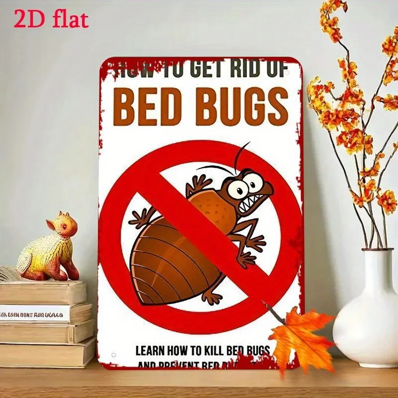 2D Flat-1pc Vintage Metal Bed Bug Killer And Prevention Guide | 2D Flat Tin Wall Decor