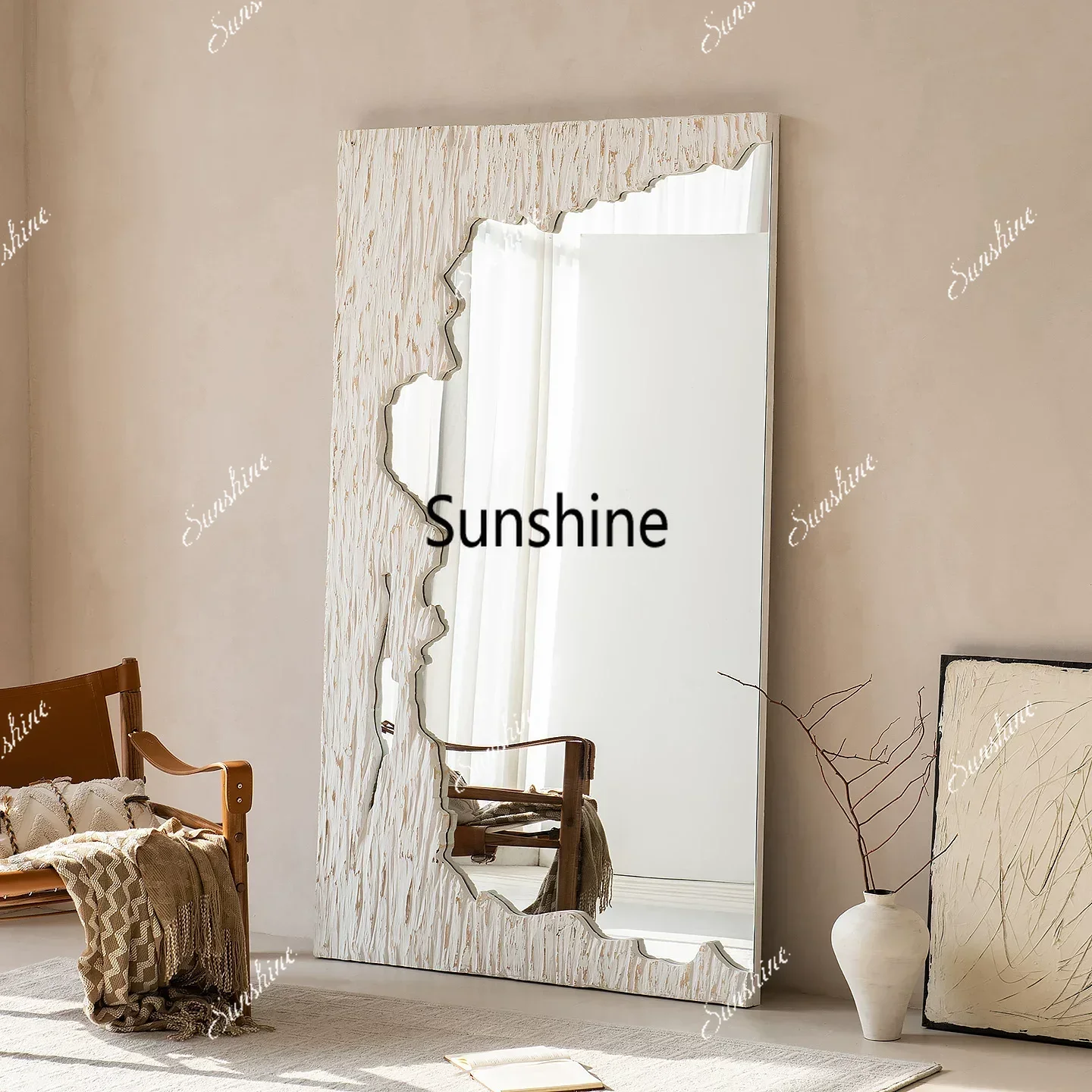 Retro solid wood irregular full-length mirror made old full-length mirrorTJ