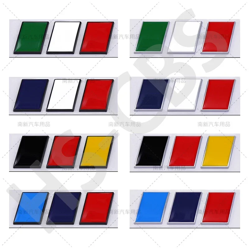 OK 3D Metal Tricolor National Flag Logo Badge Car Body Side Door Fender Rear Trunk Emblem For Audi Bmw Mercedes Benz  FIAT VW