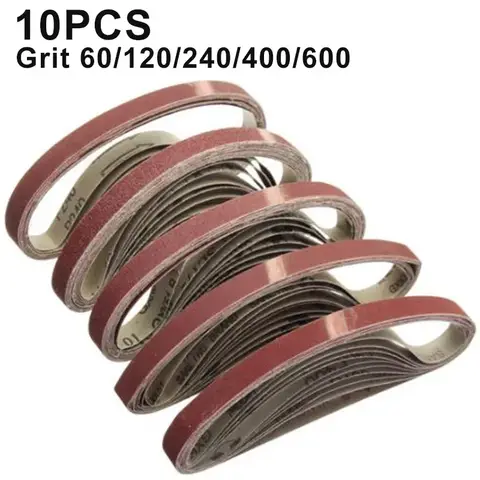 10 개/대 샌딩 벨트 15x452 Mm M10 샌더 파일 샌더 벨트 목재 부드러운 금속 연마 용 60-600 그릿 연마 밴드