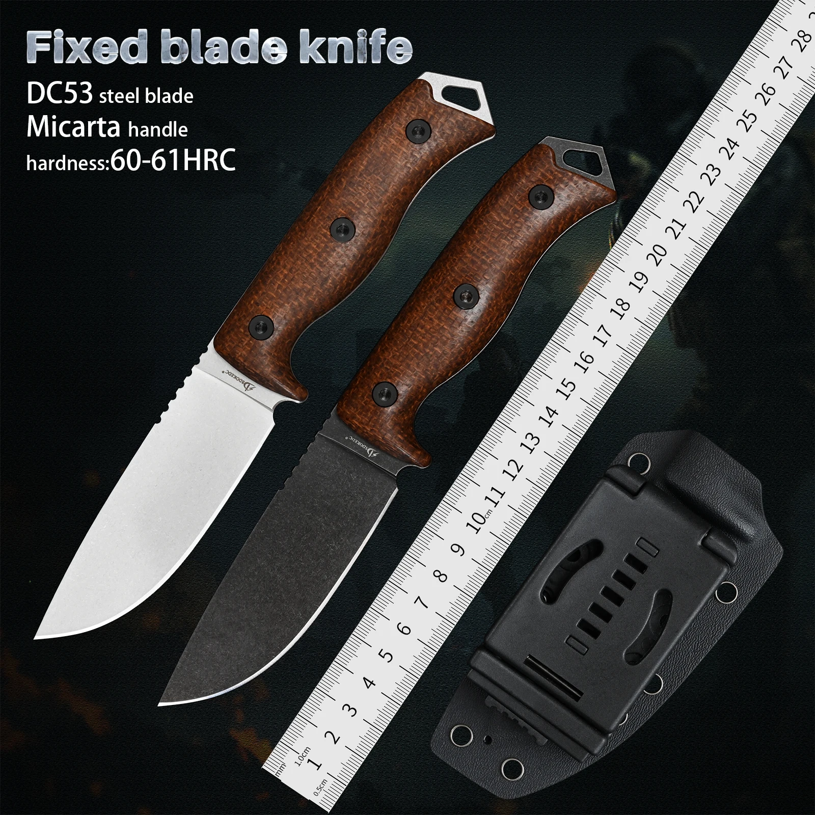 

High Hardness Outdoor Survival Knives Utility Self Defense EDC Hand Tool Tactical Fixed Blade Knife DC53