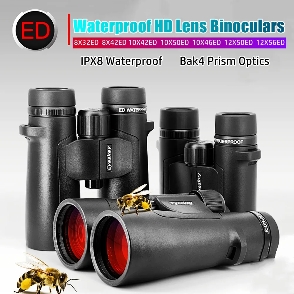 Eyeskey ED Bak4 IPX8 Binoculars 8X42ED 10X50ED 10X56ED 12X50ED 12X56ED Waterproof Telescope Outdoor Hunting Birding Bee Finding