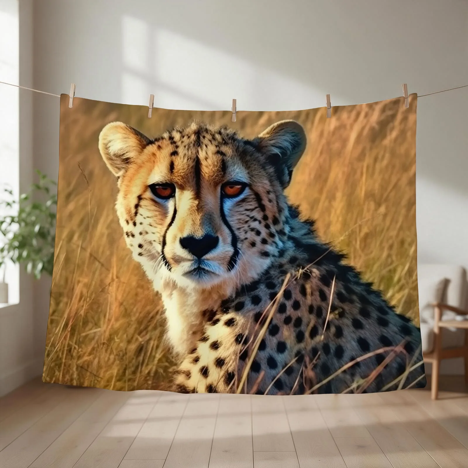 Face of Cheetah Throw Blanket Stuffeds Sleeping Bag Cute Furrys Blankets