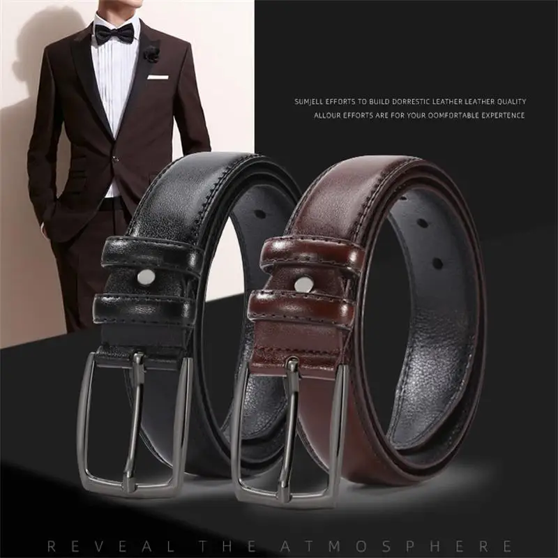 

3.7cm Fashion Men's Belt Alloy Pin Buckle Convenient Versatile High-quality Imitation Leather Jeans Belt for Men