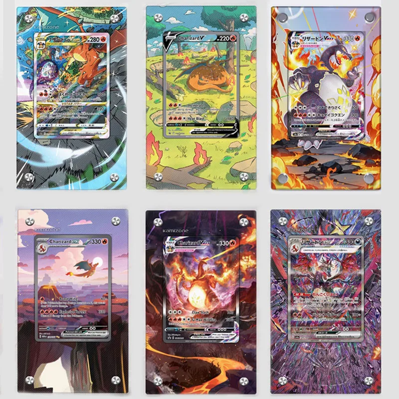 Удлиненная карта для рисования Pokemon Brick PTCG Charizard, коллекционная игровая коллекционная карта, подарок на день рождения, игрушка не включает карты
