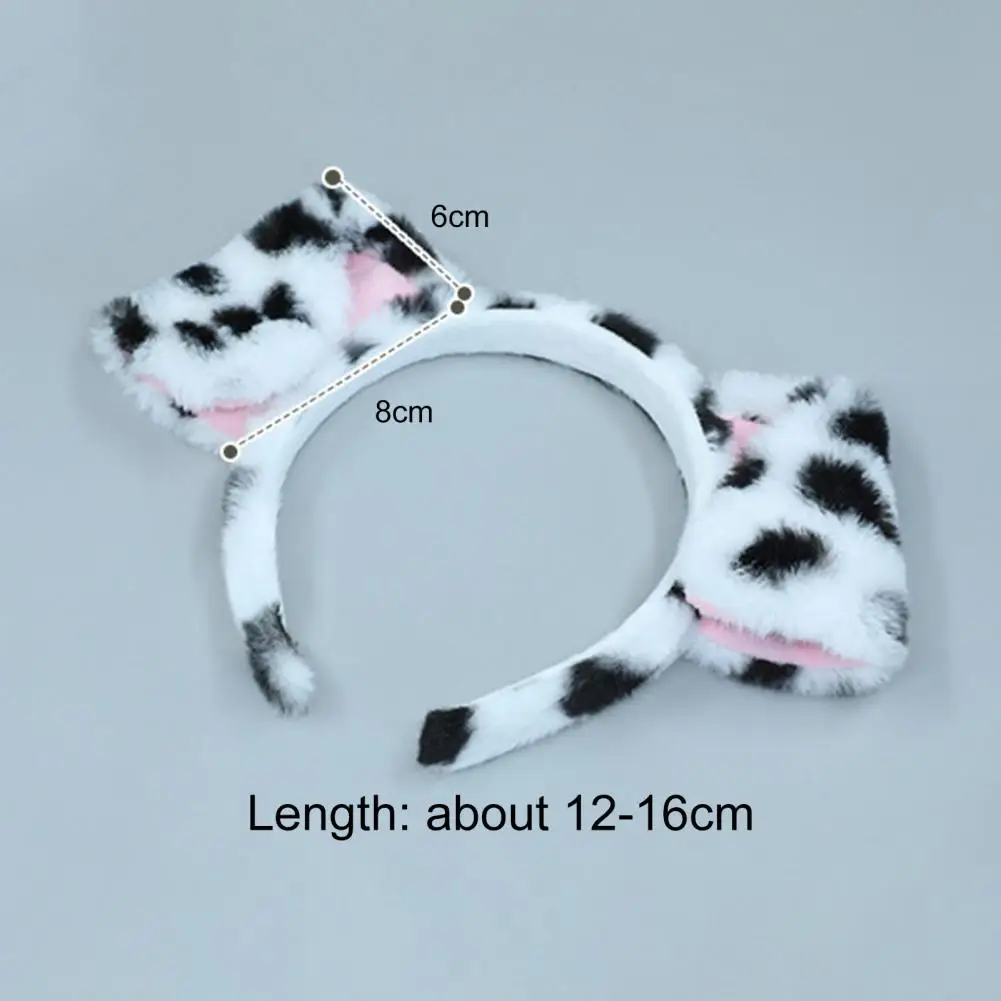 Women Headband Dalmatians Ear Scrunchies Plush Material Headband Adorable Plush Dog Ears Headband Cosplay Accessory for Kids