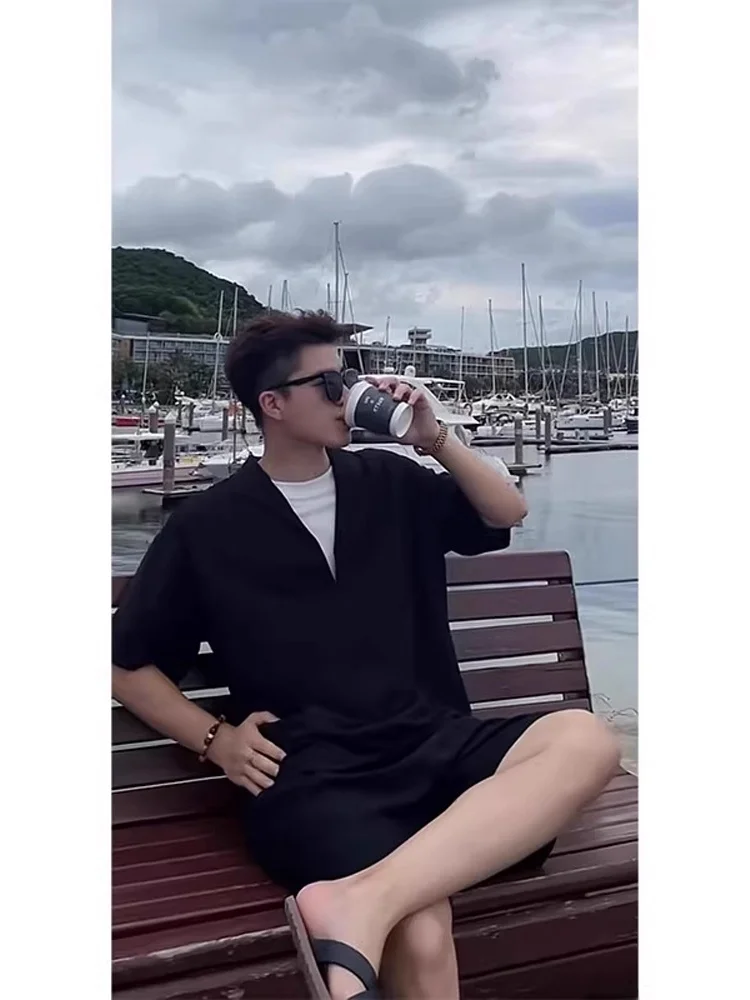 

American Sle Cleanfit Casual ort Sve Men's Set Summer Old Money Sle irt orts Polyester Fiber T-irt