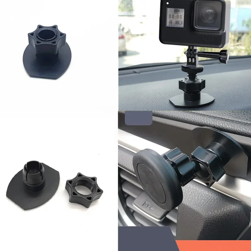 Araba ön panel tutucu macun tabanı 17mm topu kafa kendinden yapışkanlı araba Dashboard cep telefon GPS navigasyon braketi aksesuarları