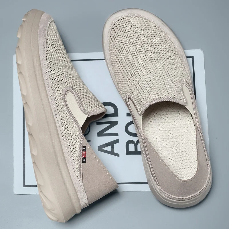 Men's Shoes New Fashion Breathable Non-slip Wear-resistant Outdoor Casual Mesh Slip-On Mule Walking Sneakers