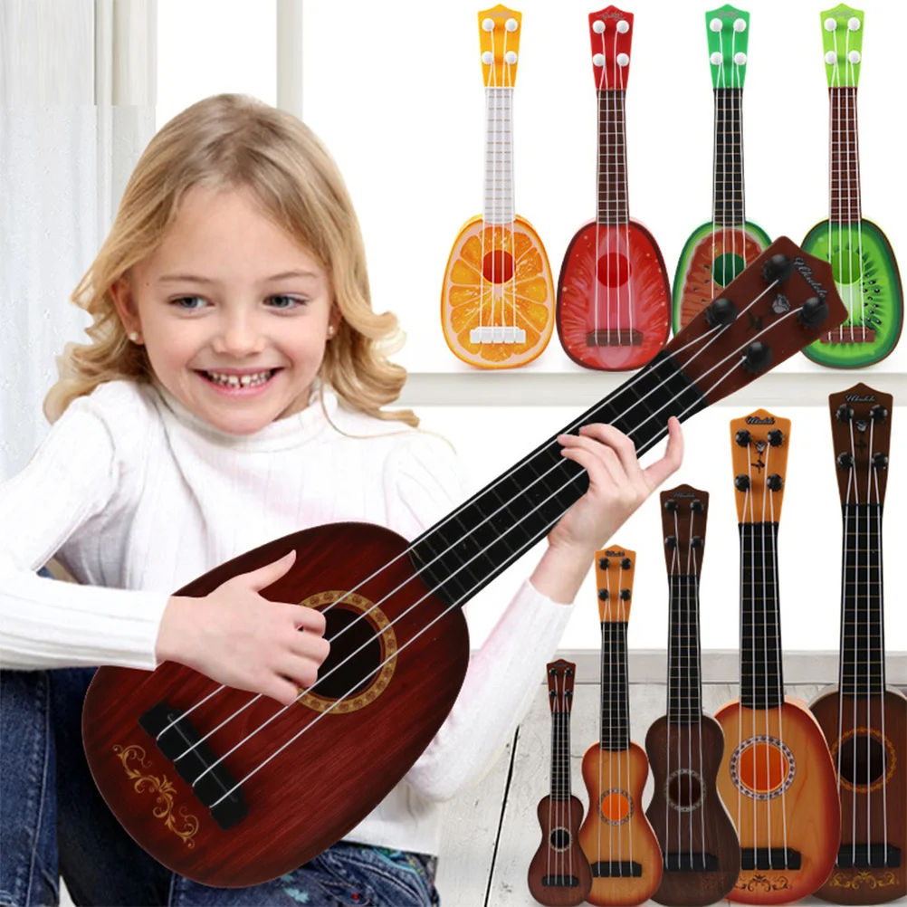 Ukelele simulado de cilindro negro, música, guitarra de educación temprana para niños, hogar, escuela, regalo de cumpleaños, Mini instrumento Musical