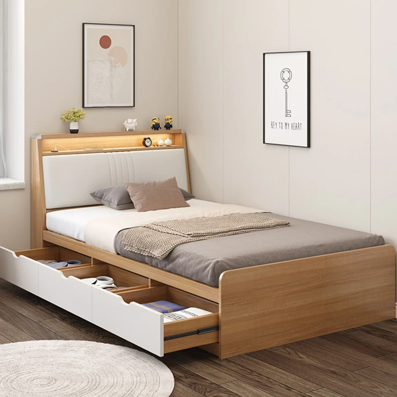 

Modern Nordic Bed Storage Luxury Confortable Design Fashionable Single Bed Minimalist Free Shipping Muebles Bedroom Furniture
