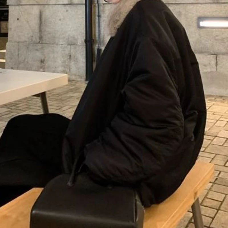 سترة مبطنة كلاسيكية كاجوال للطيار سترة مبطنة باللون الأسود للنساء سترة شتوية مبطنة