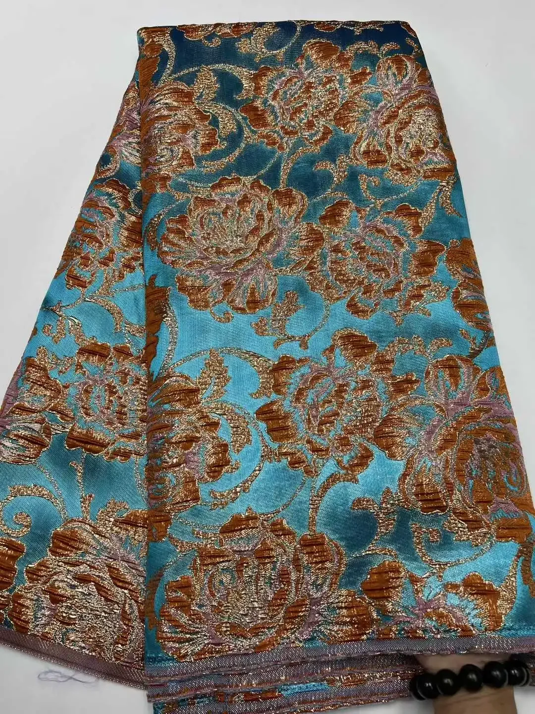 

Африканская жаккардовая кружевная ткань Madison, ткань из органзы, цветочная парча, кружевной материал, французская нигерийская парча, ткань, 5 ярдов, T845