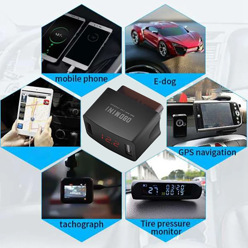 Dual USB Charger Adapter Car OBD Charging Universal 12V 24V LED Voltage Display Car Charger Socket Fast Charging Power