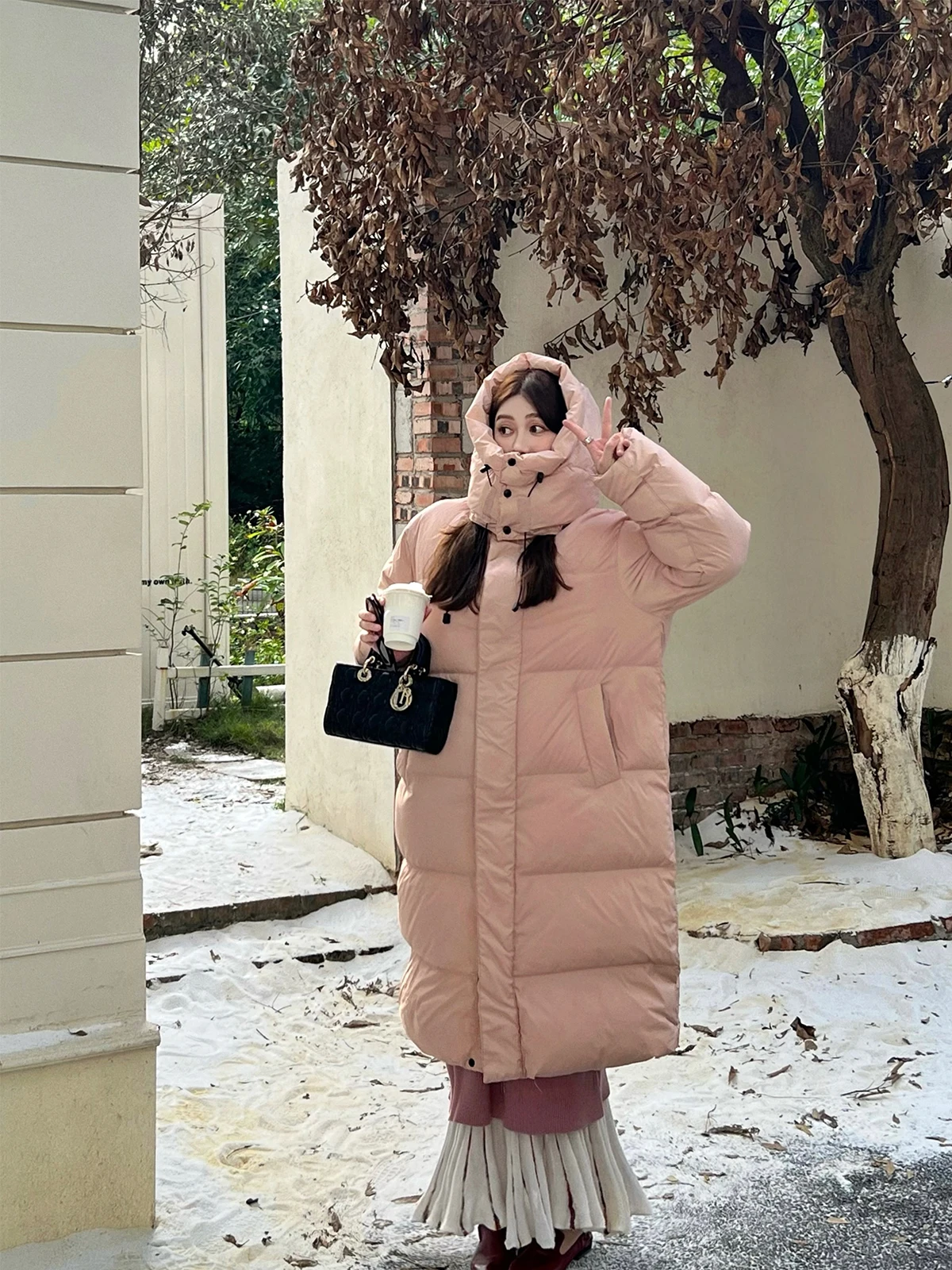 

Зимняя утепленная куртка Injunestudio Dr Star в стиле ретро, длинная, белая, пуховая, с высоким воротником, для повседневной носки