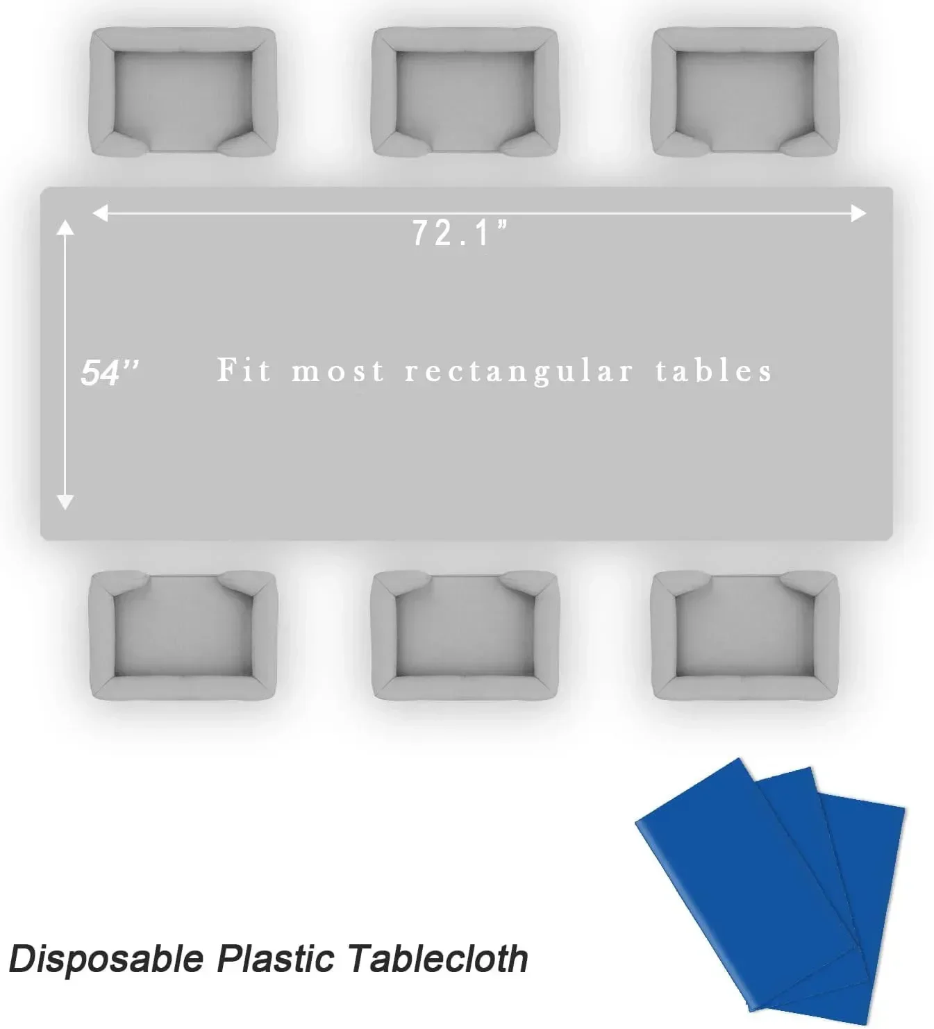 Disposable Tablecloth, 54 X72.1 Inches (137 X 183 Cm), Suitable for Disposable Use at Parties, Easy to Clean for Picnic Tables,