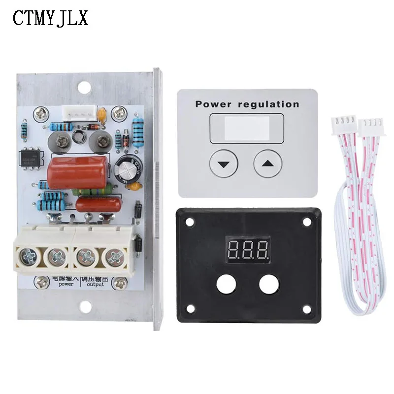 AC 220V 10000W SCR Digital Voltage Regulator Speed Control Dimmer Electric Thermostat 80A With Heat Sink DIY Electronic Kit