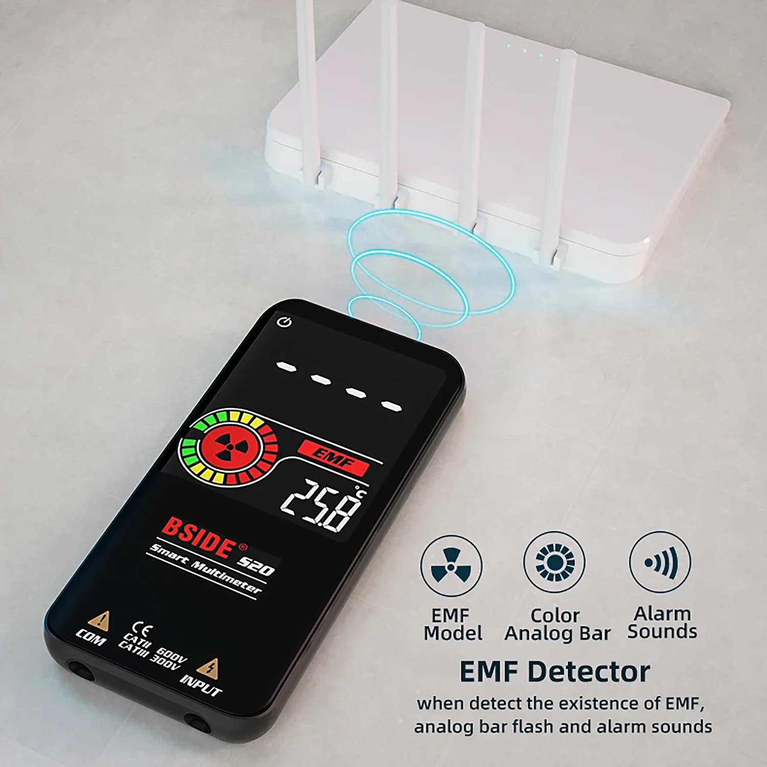 Multímetro Digital Inteligente com Display LCD, Recarregável, Profissional, DC, AC, Tensão, Capacitor, Ohm, NCV, Detector de EMF, S11, S20