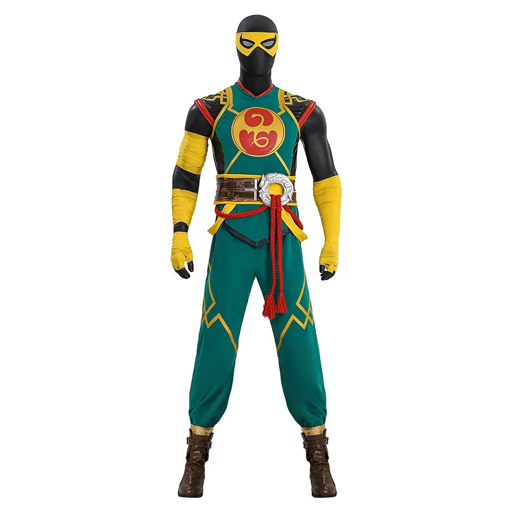 

Iron Fist Rivals Cosplay Fantasia Men Costume Disguise Adult Clothes Roleplay Top Pants Belt Outfits Halloween Carnival Suit