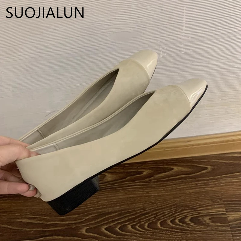 SUOJIALUN Summer New Women Flat Shoes Fashion Shallow Slip On Ladies Elegant Ballerinas Shoes Soft Flat Heel Round Toe Boat Shoe