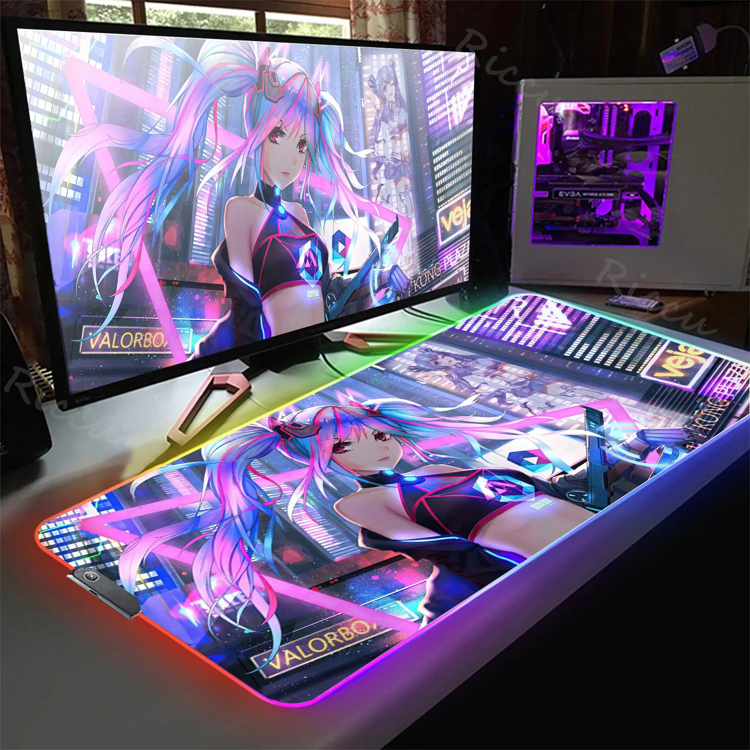 H-Hatsunes Anime M-Miku Mouse Pad  Backlight gamer LED Pc Accessories Gamer Keyboard Backlit Mat Desk Protector Mats