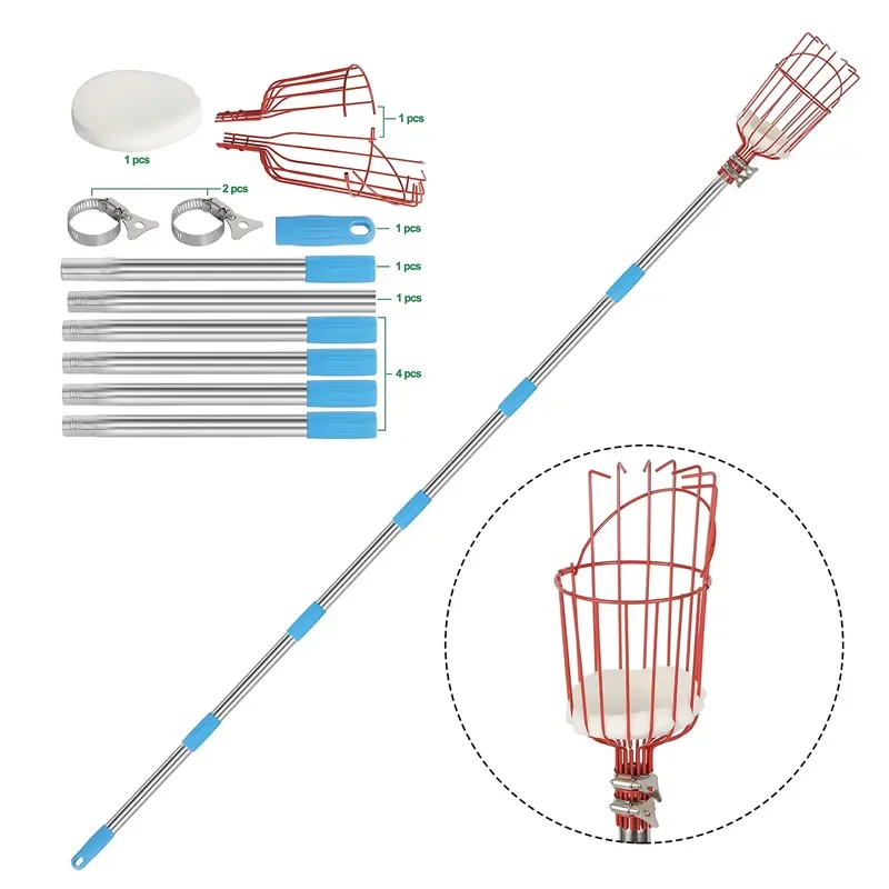 for Winslow Ross Orchard Hand Fruit Picker Pole with Filter Basket Telescopic Handle Mango Picking Tool