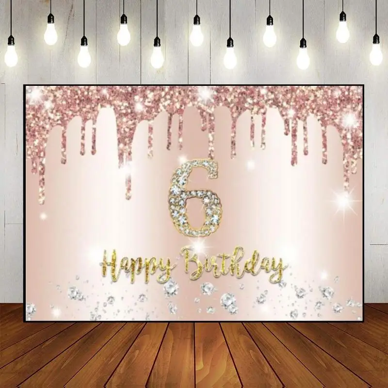 Happy 6th Birthday Photo Background Sweet Hotwheels Vintage Girl Invitation Balloon Custom Backdrop Banner Boy or Golden Party