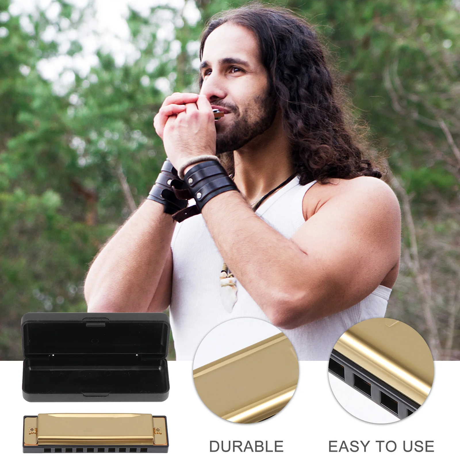 

1Pcs 10-Hole 20-Tone Blues Harmonica Metal Musical Instrument Portable for Beginners Kids Birthday Christmas Gift