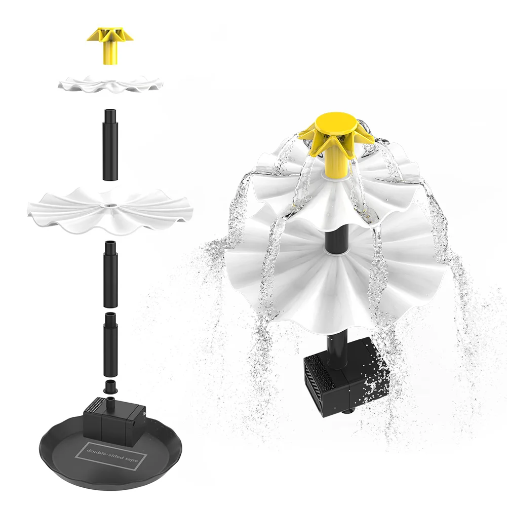 

3 Tiered 3.5W Fountain Pump DIY Solar Bird Bath Fountain Decorative Fountain with Solar Panel Multifunction for Bird Bath