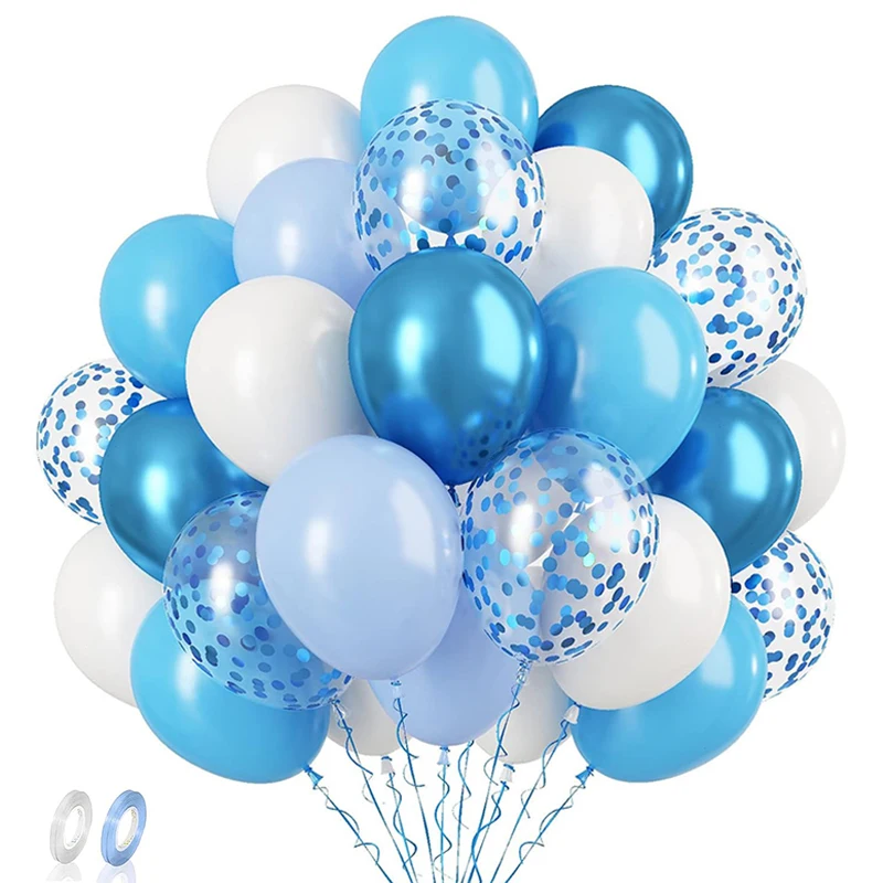 42pcs Blue Confetti Latex Balloons Birthday Party Decorations Adult Kids Boy Baby Shower Wedding Anniversary Globos Supplies