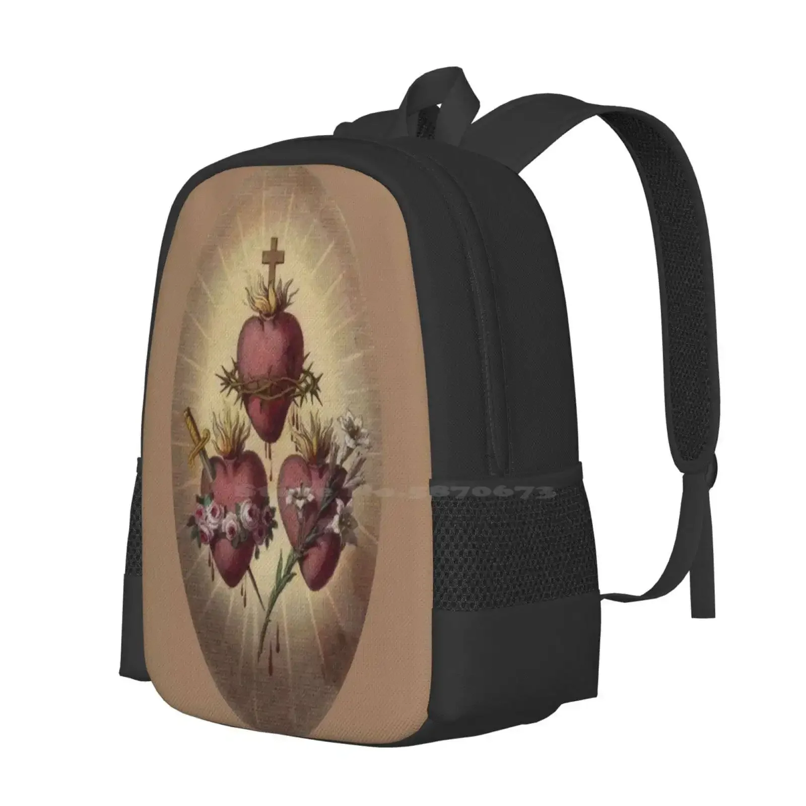 قلوب الأسرة المقدسة رائجة البيع حقيبة مدرسية على ظهره حقائب الموضة قلوب العائلة المقدسة القلوب المقدسة Jmj يسوع عطلة القلب