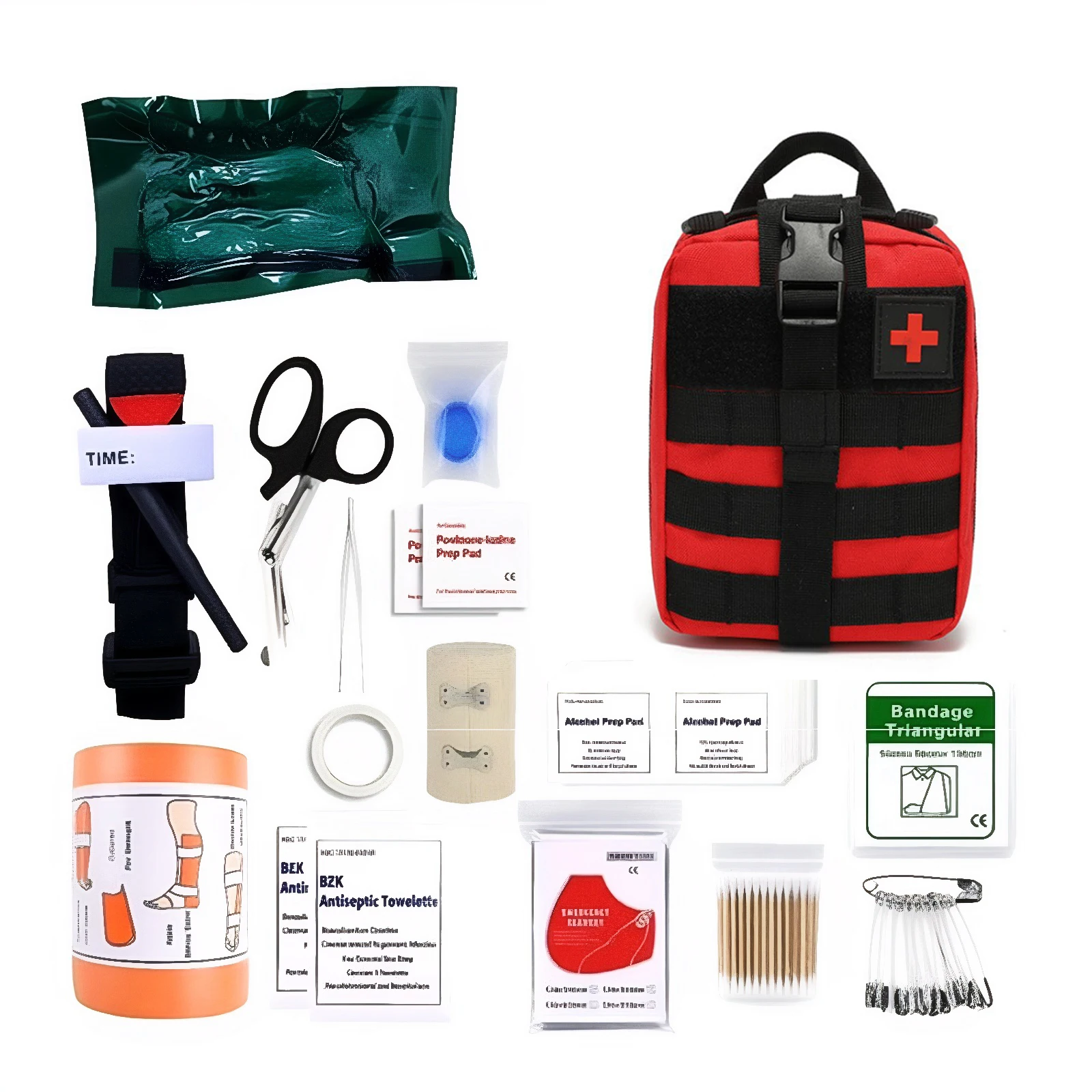 Red & Black First Aid Kit with Tourniquet, EMT IFAK Supplies, Portable Emergency Survival Backpack for Camping & Hiking - view 3