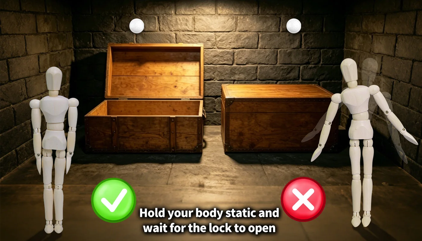 Mysteriöse Studio-Escape-Room-Requisite: Standfeste Requisite für Fluchtspiele – Spieler müssen sich ruhigstehend halten für eine bestimmte Zeit, um 1987super freizuschalten – Detail 3