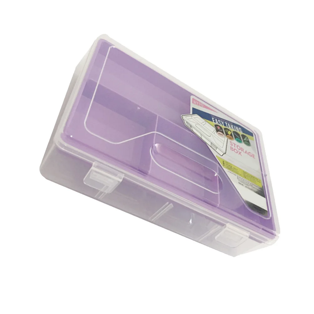 

Large Capacity Double-Layer Pen Box Purple Plastic Durable Lightweight Stationery Storage Case Storage Box Pen