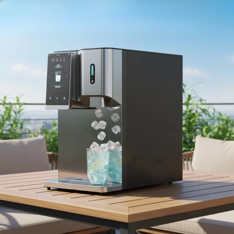 

Desktop ice maker, integrated RO water filtration system, hot and cold water dispenser