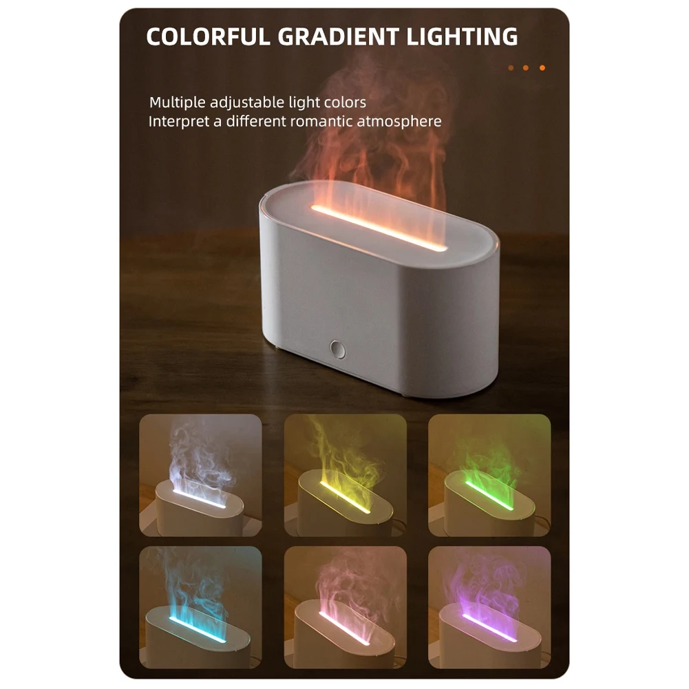 Low Noise Flame Aroma Diffuser USB Powered Humidifier (130ml) Offers Seven Color Options for a Relaxing Atmosphere