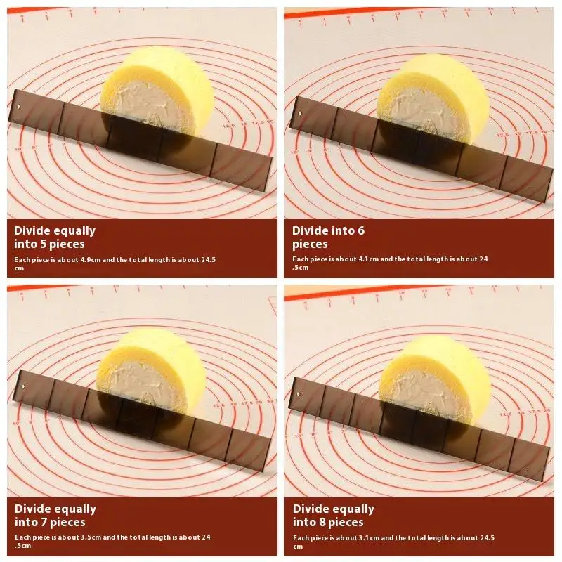 4Pcs Kitchen Dessert Making Tool Biscuit Cake Cutting Roll Scale Ruler Cake Roll Ruler Uniform Division Molds Pastries Bakings