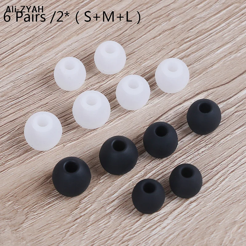 【A11】6 Paar/2*(S+M+L) Universelle In-Ear-Kopfhörer-Ohrstöpsel Schwarz Weiß Silikon-Gummi-Ohrpolster Ersatz
