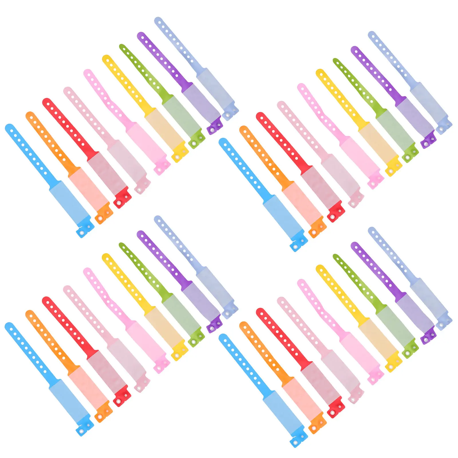 

100Pcs Waterproof PVC Kids Wristband Anti-Lost Identification Bracelet Writable Name Number Field Adjustable Button Cartoon