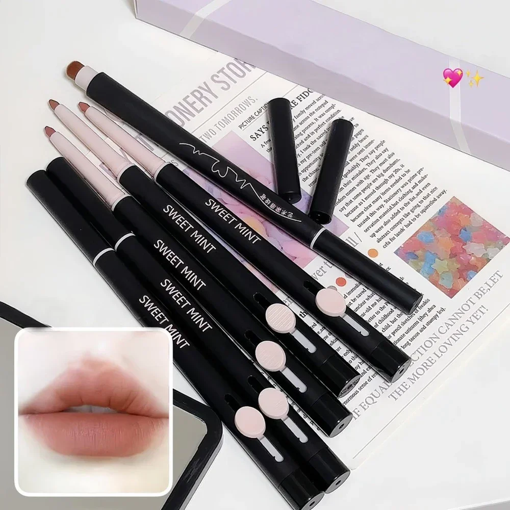 Double Head Velvet Moisturizing Lip Liner pennello per labbra contorni labbra tridimensionali aumento matita per labbra rossetto trucco