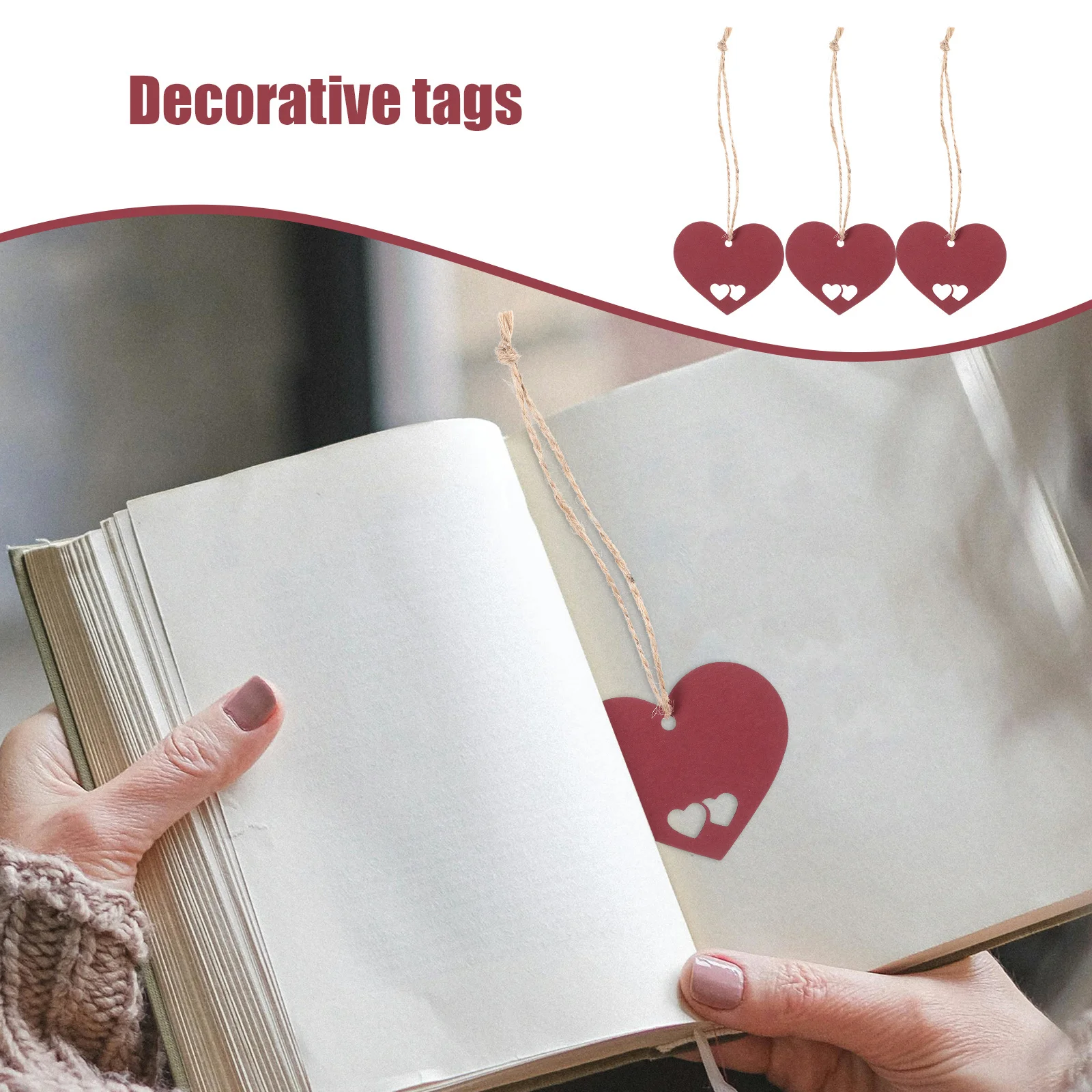 1Set Romantic Heart Cutouts Paper Tags Multi-Function Wrapping Tags for Wedding Festival Crafts Name Cards Bookmarks