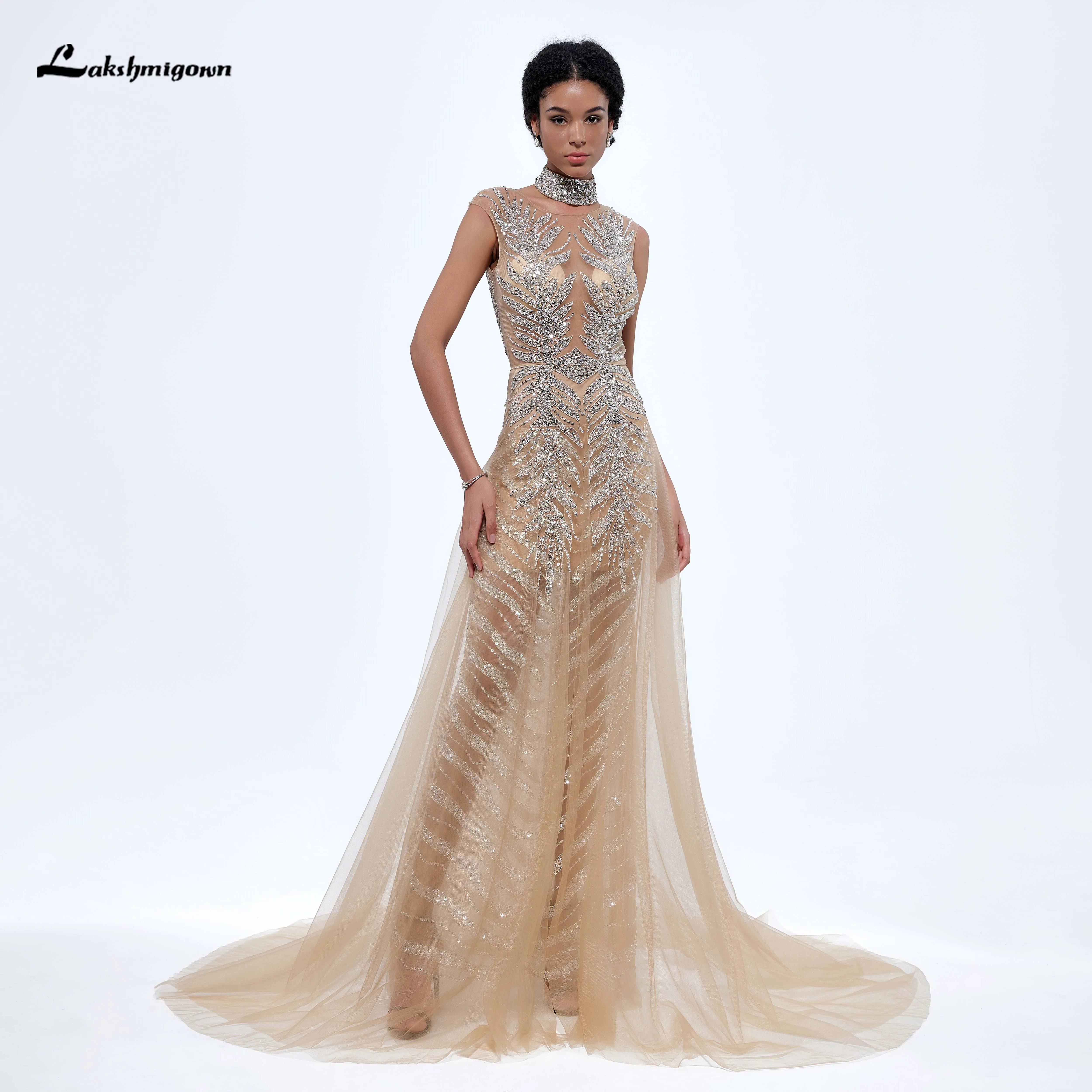 Luxury Mermaid Evening Dresses for Women 2024 Dubai Arabic Heavy Crystal Beaded Sleeveles Chic Formal Party Gowns Robe De