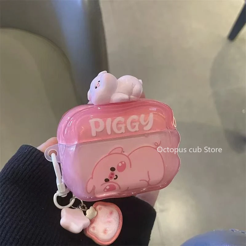 

Милый забавный чехол для наушников со свиньей AirPods 4, трехмерный креативный прозрачный чехол для AirPods 1 2 3 Pro 2 AirPods