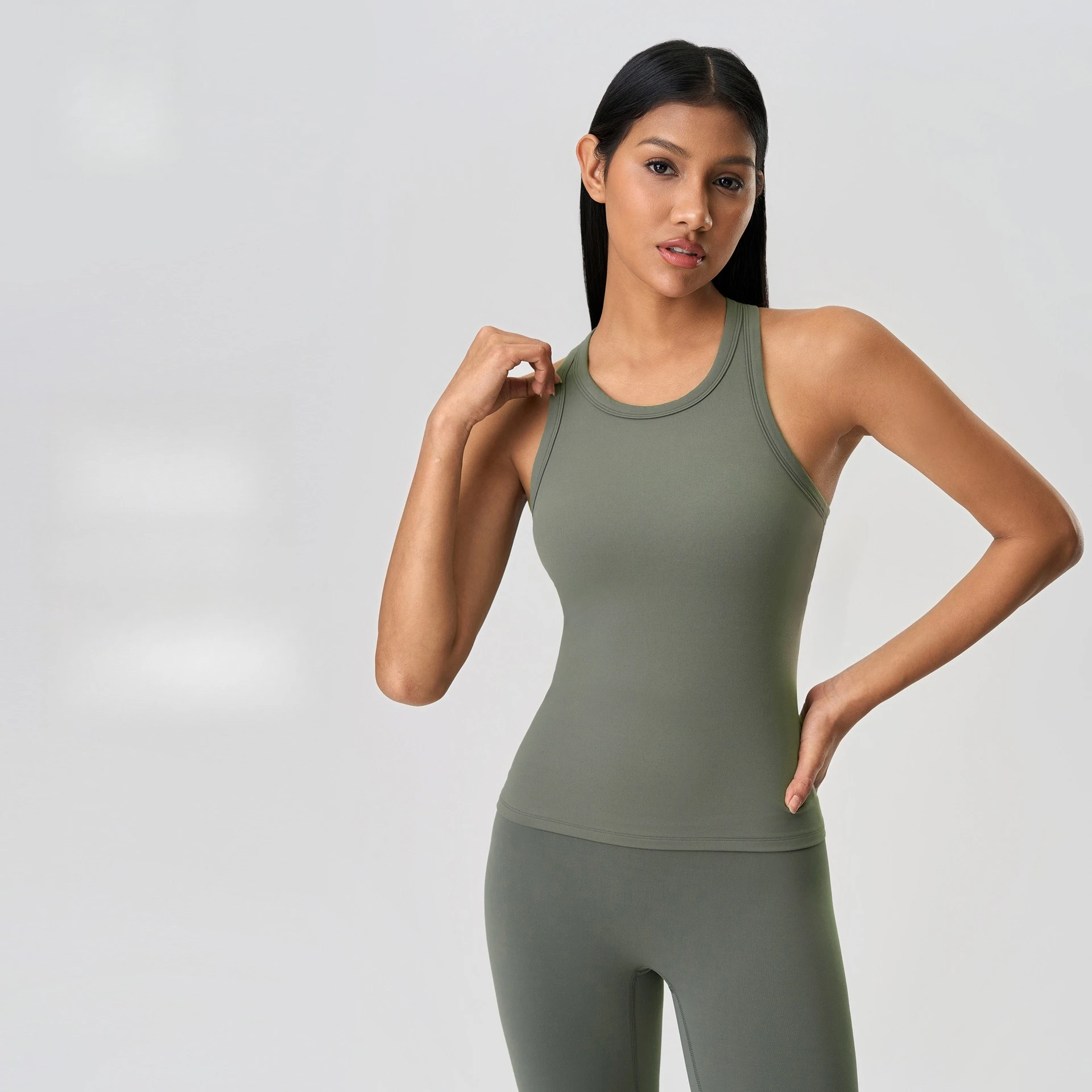 Women Racerback Padded Yoga Tank Top Sleeveless Slim Fit Workout Vest Soft Stretchy Gym Running Pilates Athletic Sports Top
