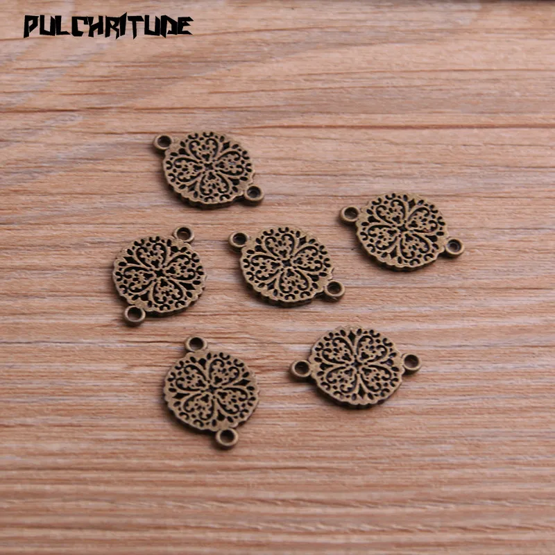 20pcs 18*12mm New Two Color Flower Connectors Charms Plant Pendants For DIY Jewelry Handmade Making Accessorie