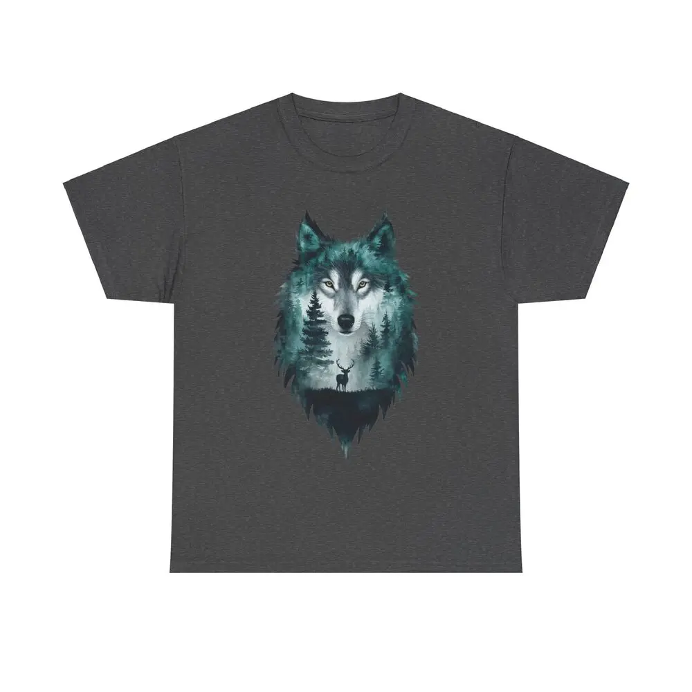 Wolf / Deer Nature   Unisex T-shirts Luxury brand vintage oversized