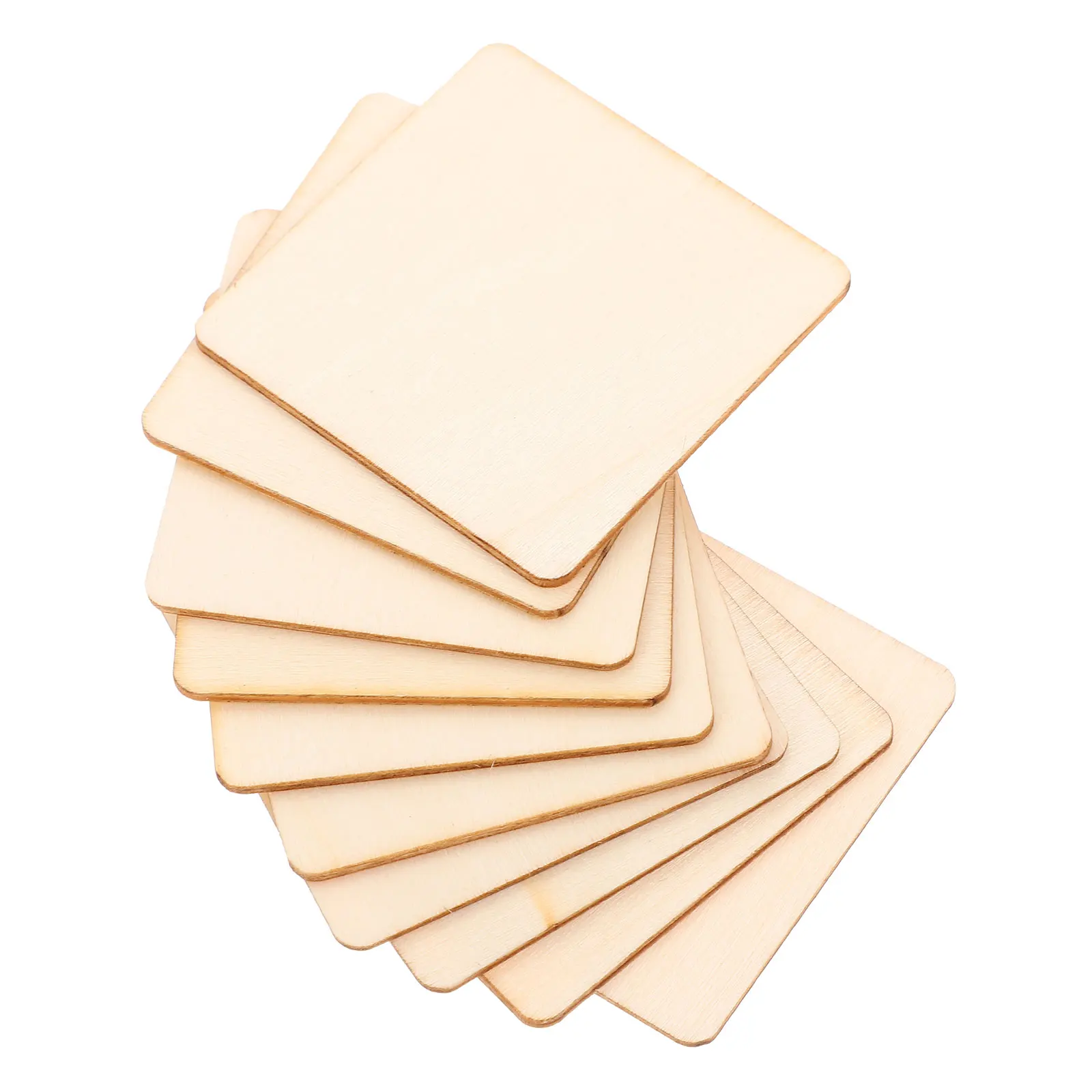 

50 Pcs Wooden Square Slices Painting Graffiti Natural Blank for Crafting Ornaments Diy Squares