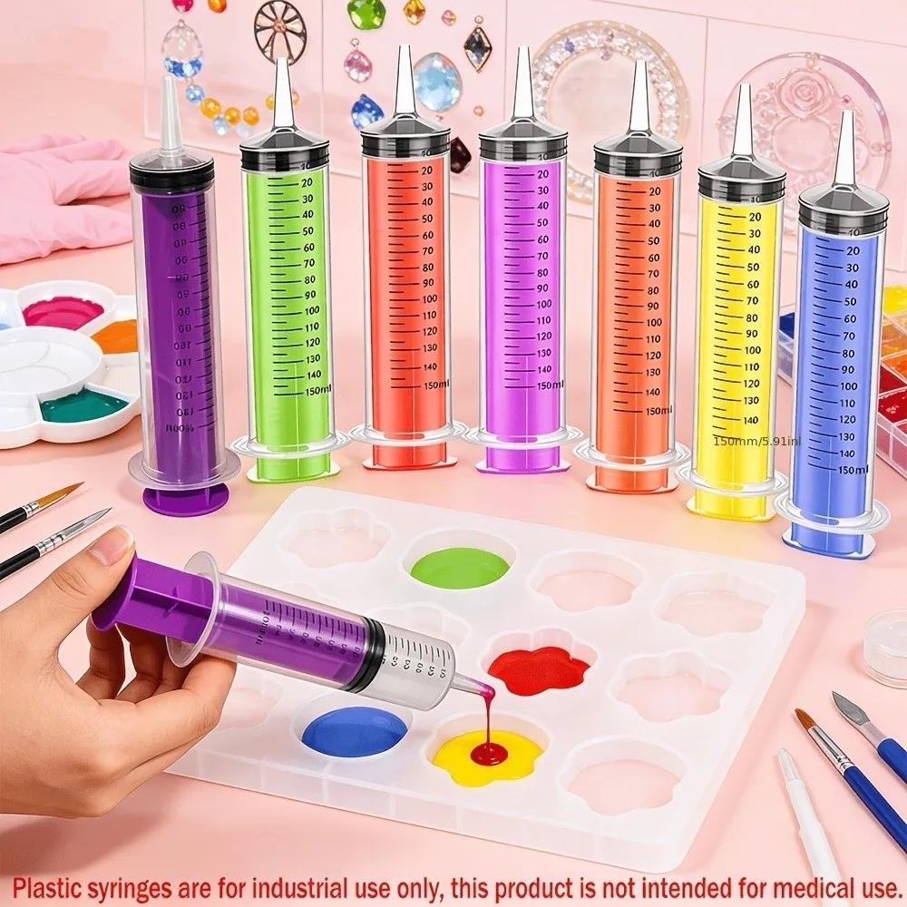 150ml Industrial Dispensing Tool Without Needle Colorful Large Plastic Syringes Graduated Measuring Plant Watering