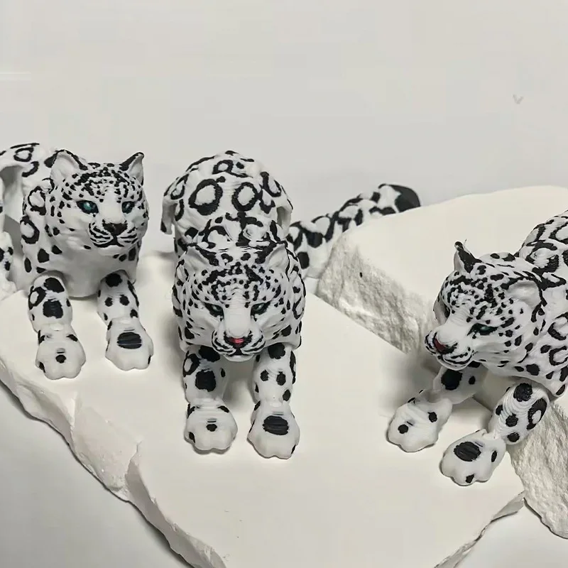 3D-gedrucktes Schneeleoparden-Modell, Simulation, mehrteilig, beweglich, wilde Tiere, Figuren, Miniaturen, Heimdekoration, Kunsthandwerk, Figuren – Detail 9